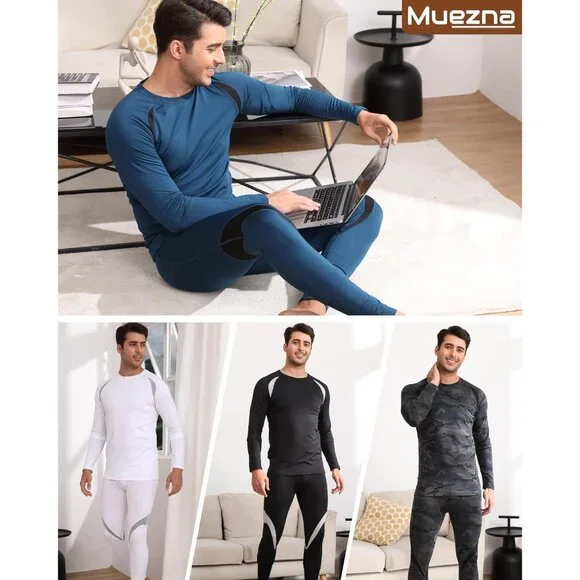 Men's Thermal Top and Bottom Set Underwear Long Johns Base Layer with Soft Fleec